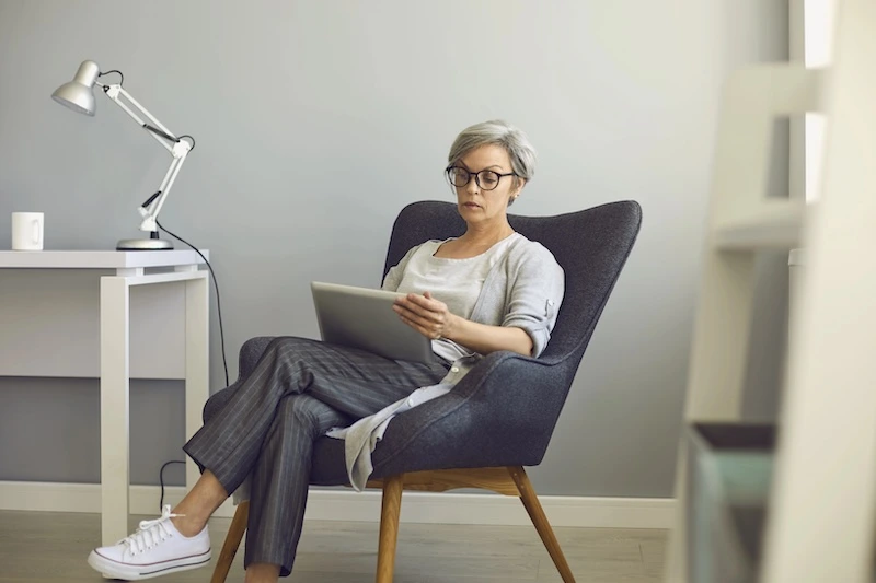 Psychologist preparing for a video call
